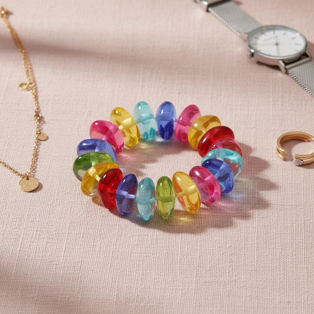 Multicolor Transparent Bead Stretch Bracelet