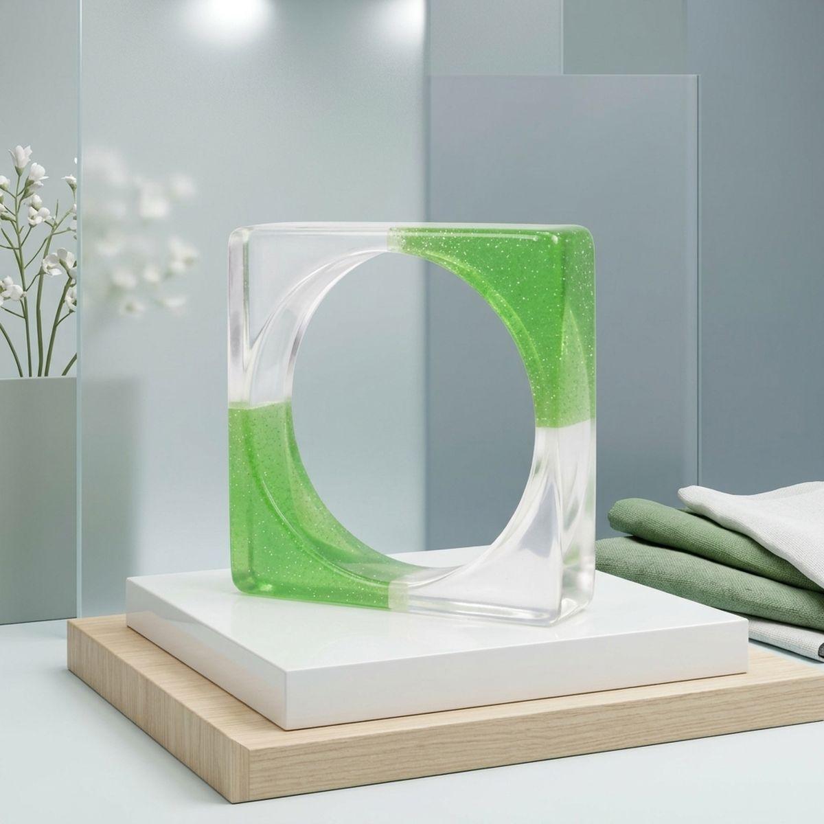 Bangle Green Glitter and Clear Square Bracelet