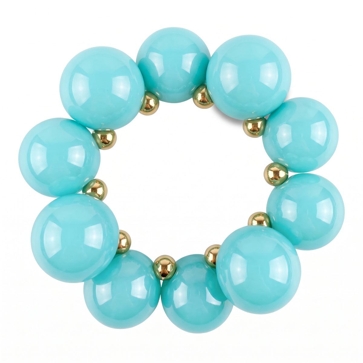 Aqua Blue Marble Bubble Ball Bead Bracelet