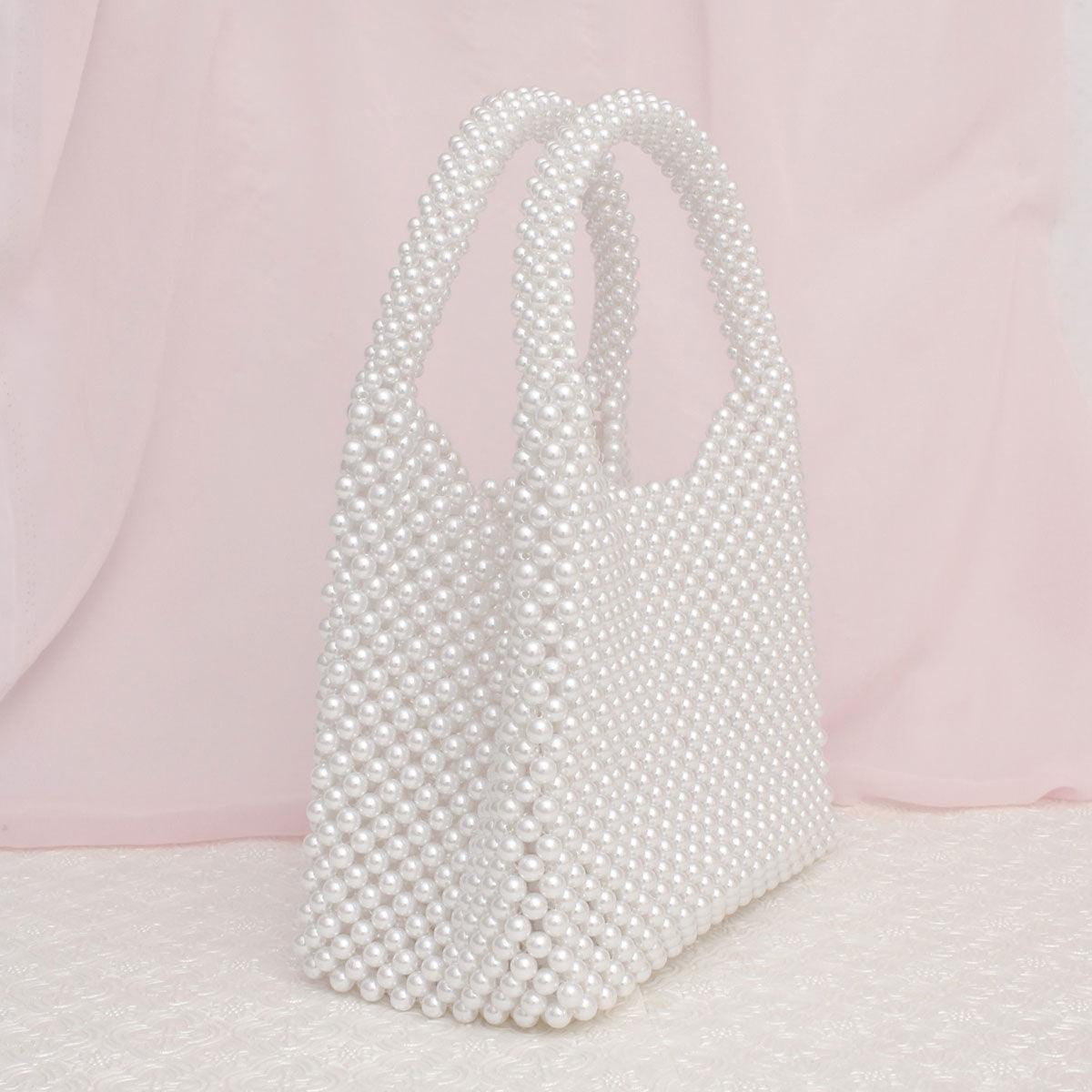 Top Handle Luxe Lady White Pearl Hollywood Handbag