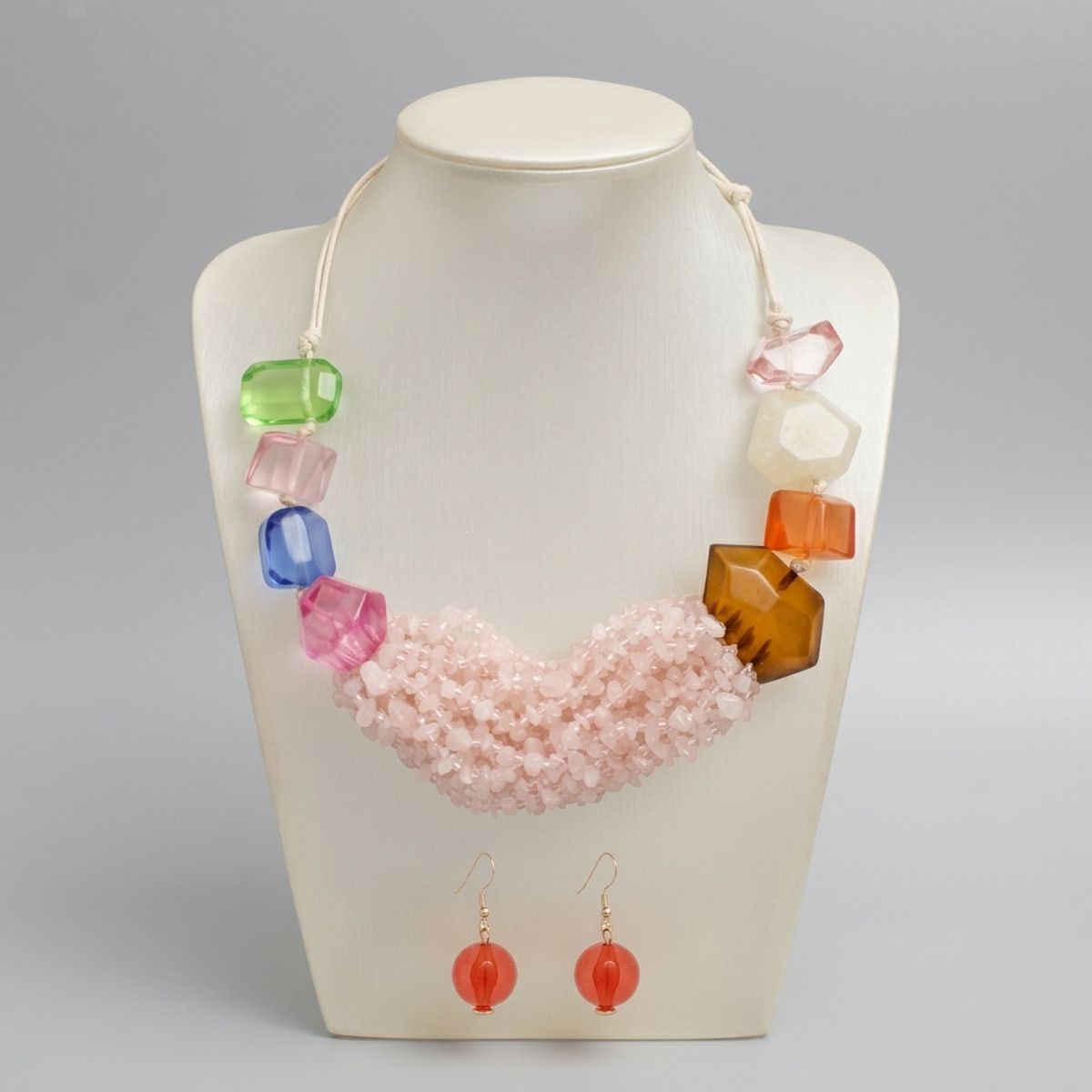 Colorful Geometric 21 Layer Stone Bead Necklace
