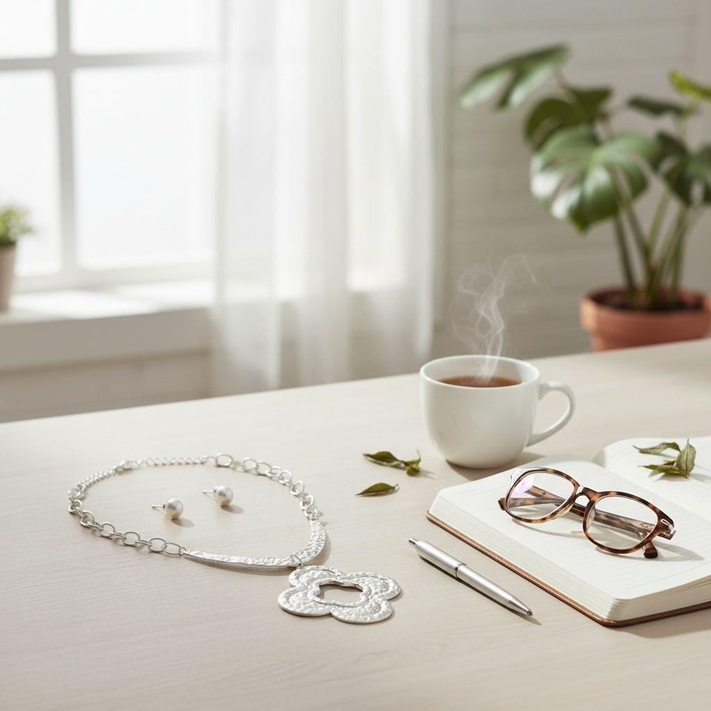 Pendant Matte Silver Hammered Quatrefoil Necklace