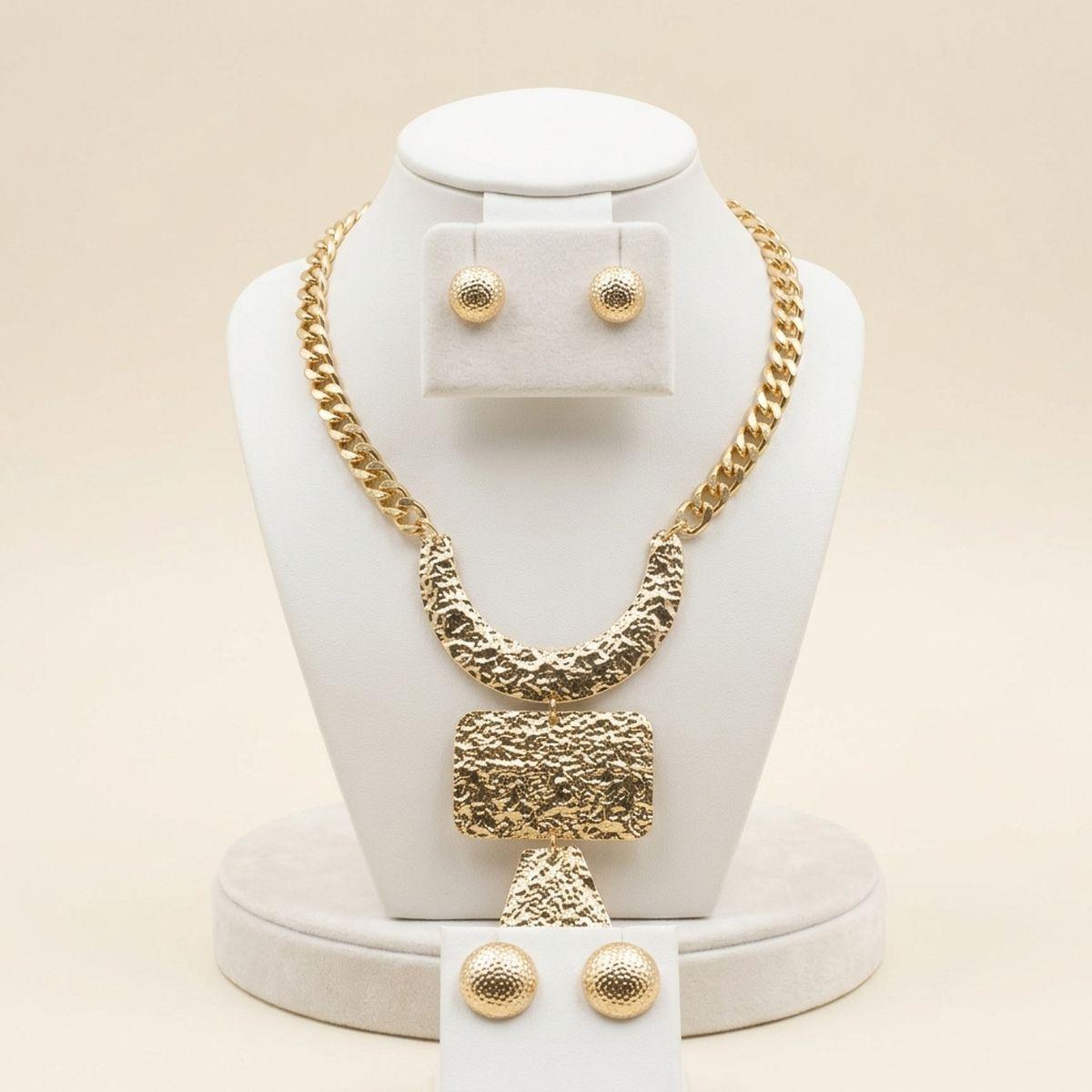 Pendant Geometric Gold Diamond Cut Chain Necklace
