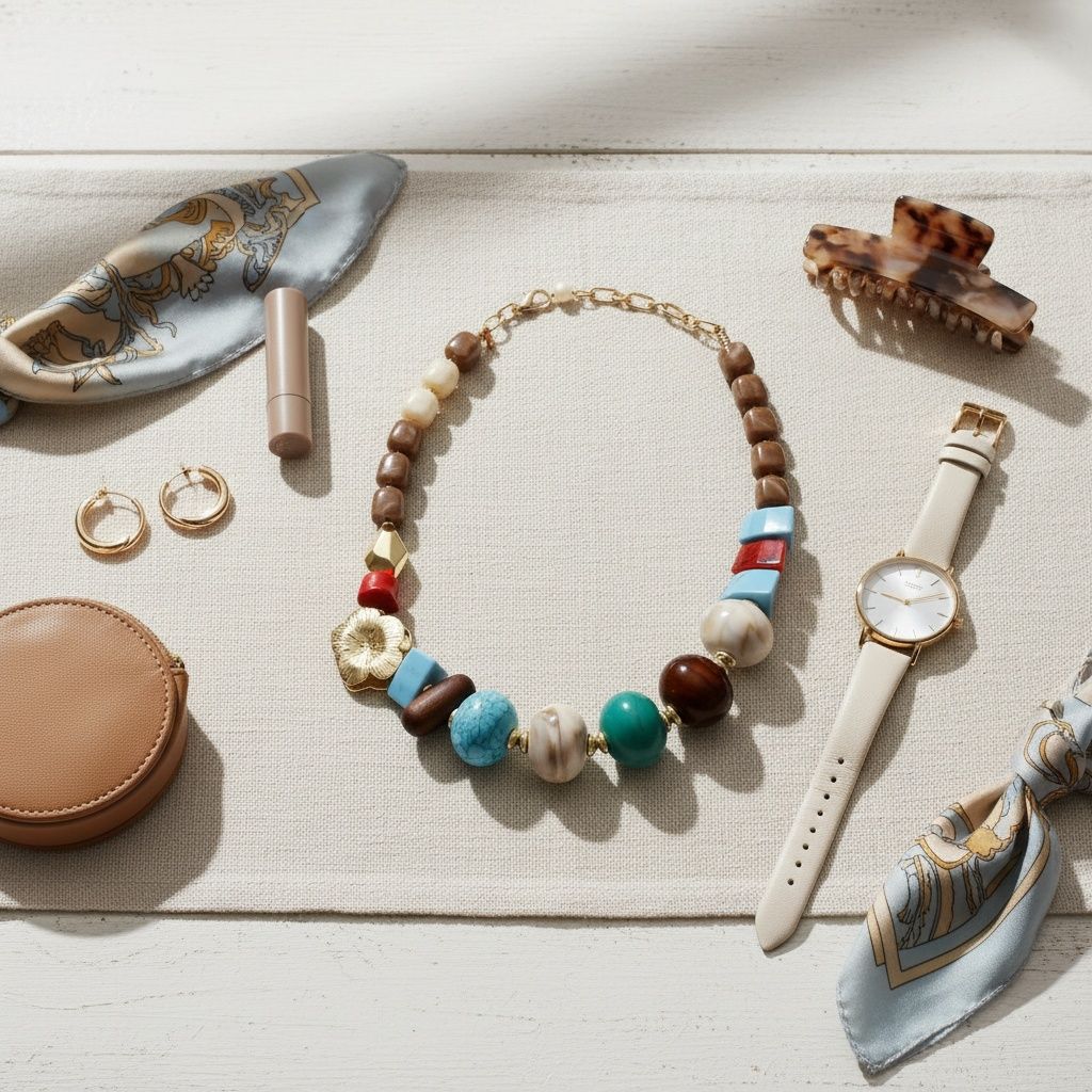 Chunky Stone Geometric Bead Flower Tribal Necklace