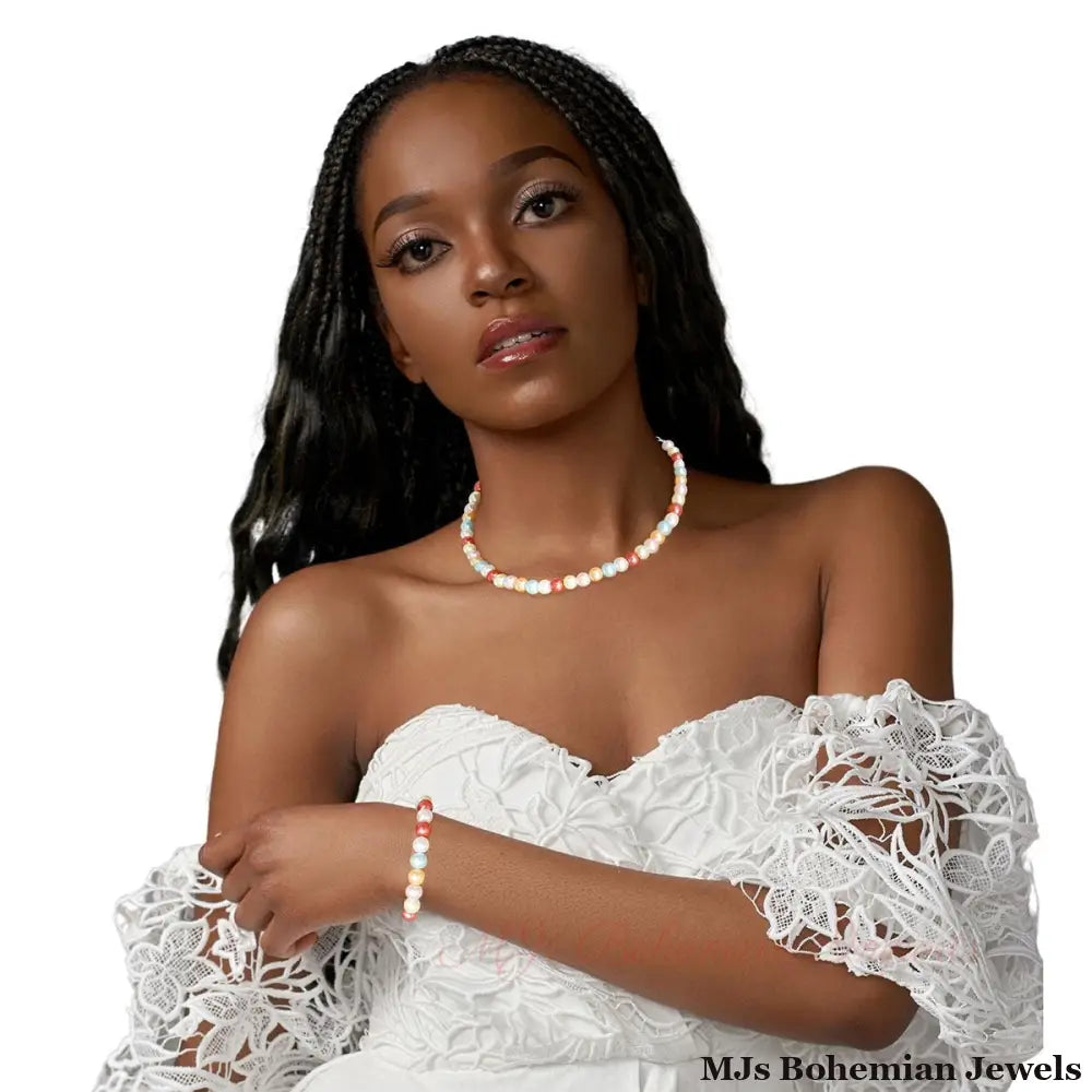 Kids Multi Color Pearl Necklace Set