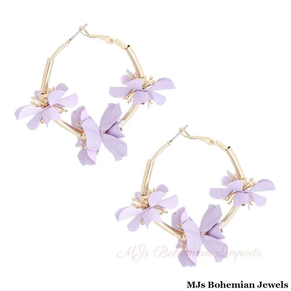 Lavender Metal Flower Hoops