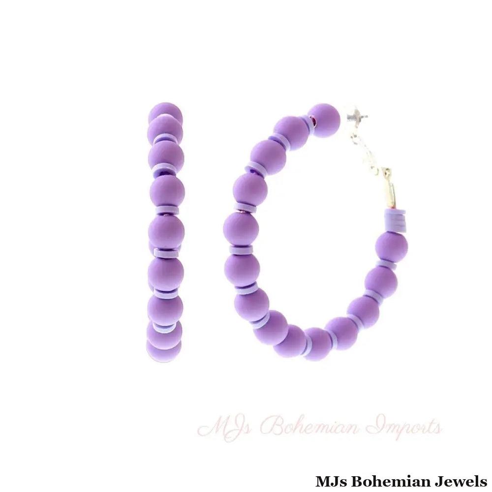 Lavender Rubber Bead Hoops