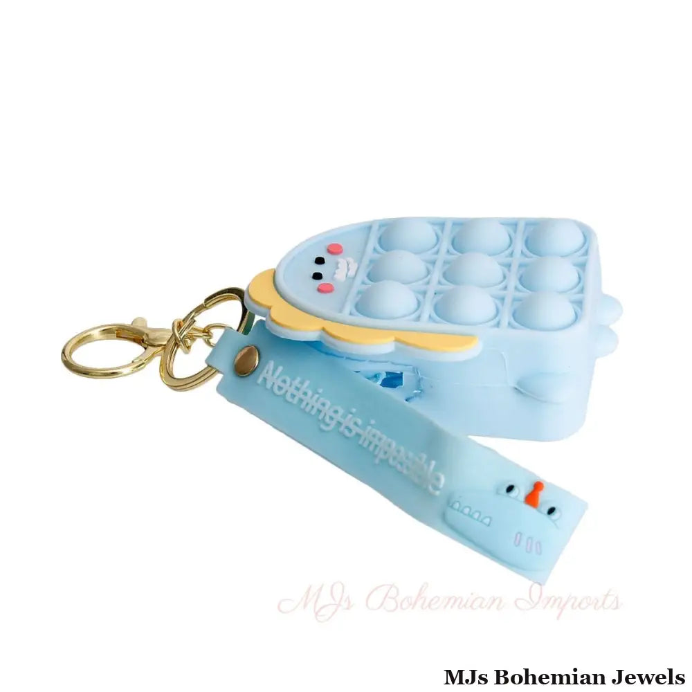 Light Blue Dino Bubble Pop Keychain