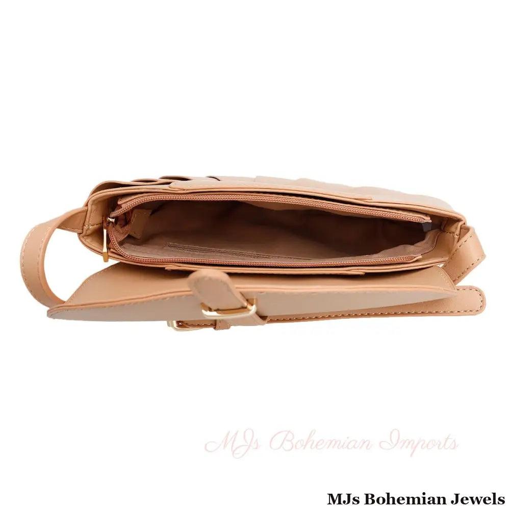 Light Brown Pleated Semicircle Crossbody