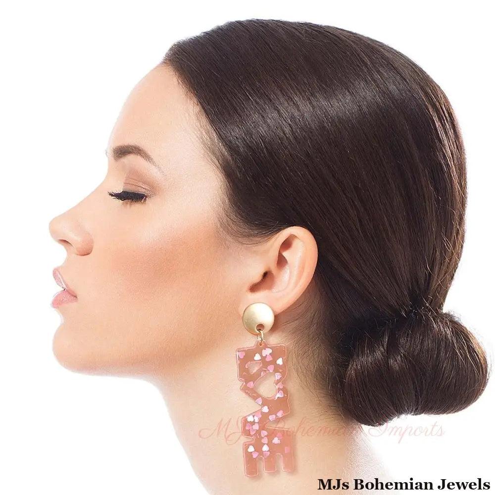 Light Pink LOVE Matte Earrings