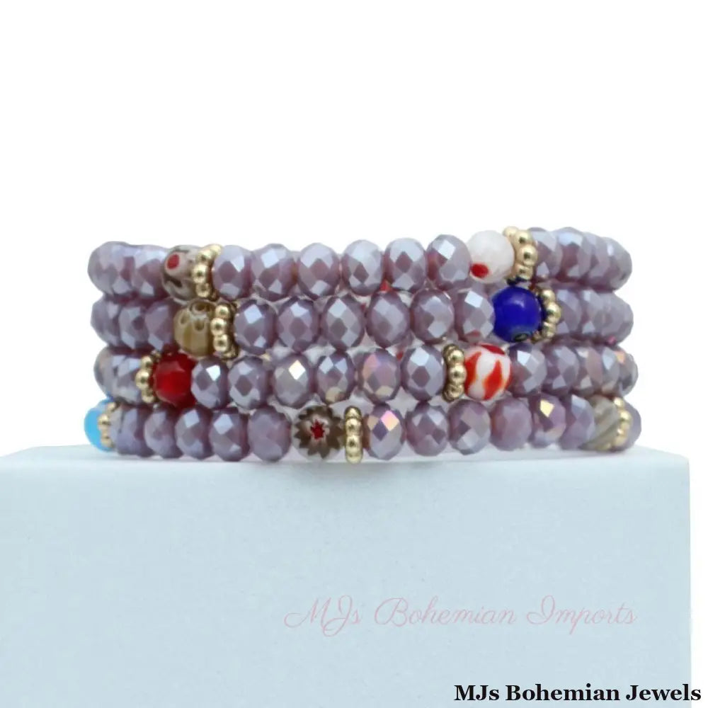 Light Purple Glass Bead Bracelets