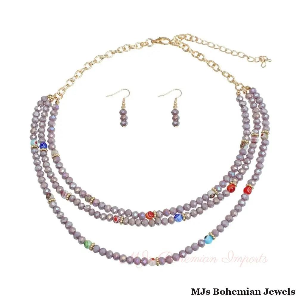 Light Purple Glass Bead Layered Set