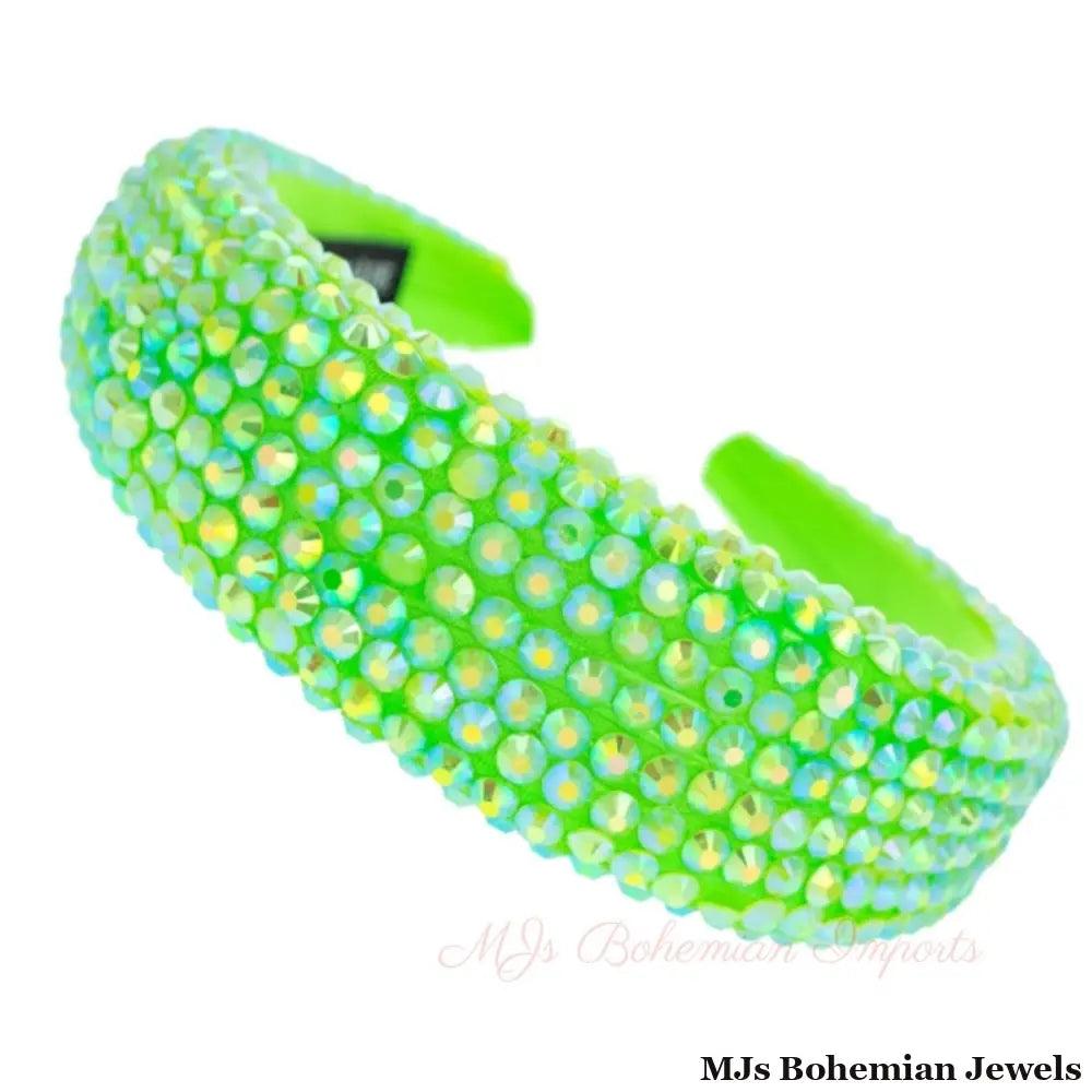 Lime Green Crystal Padded Headband