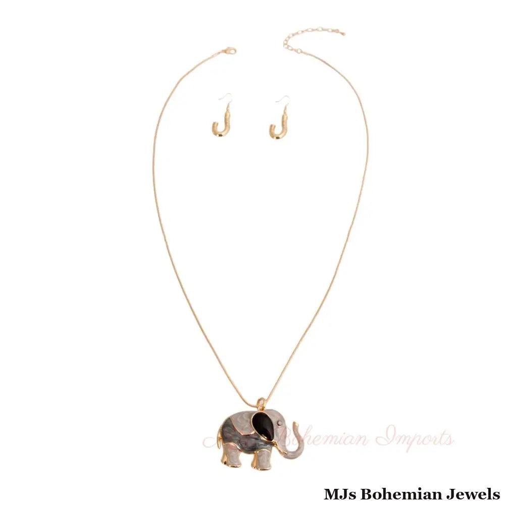 Long Gold Gray Elephant Swirled Set