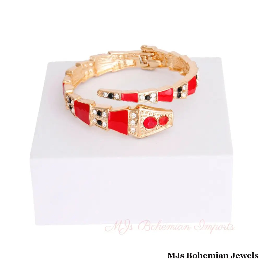 Luxury Red 3D Snake Wrap Cuff