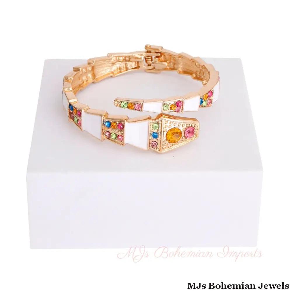 Luxury White 3D Snake Wrap Cuff