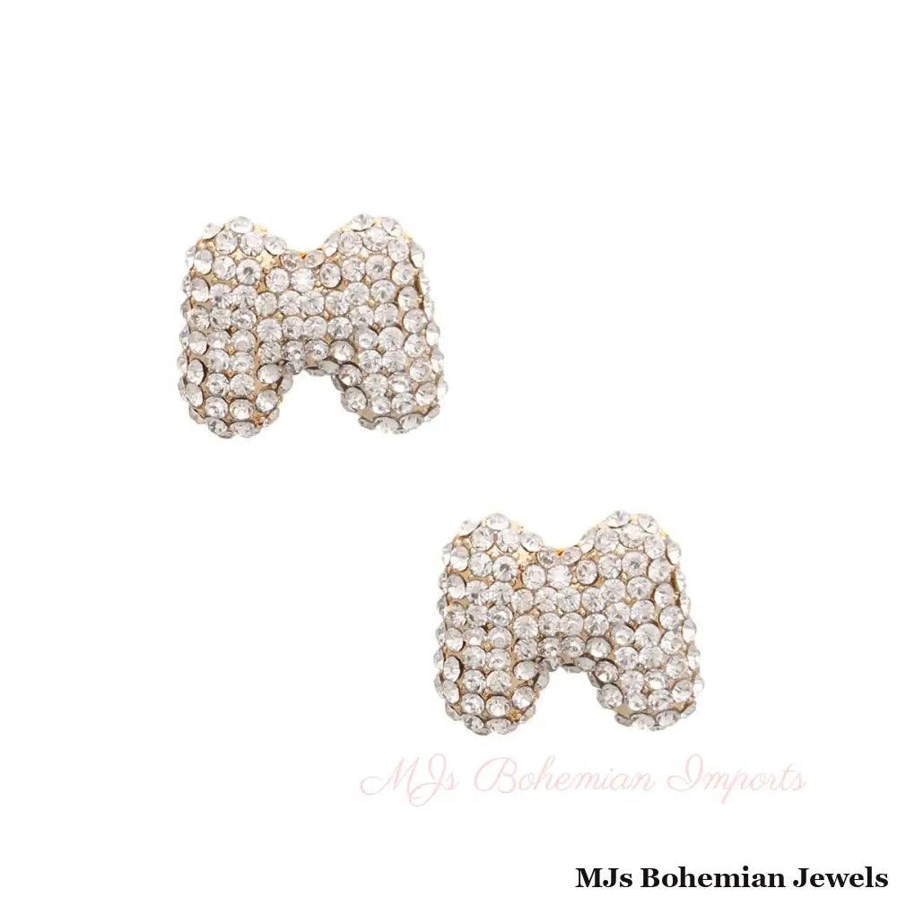 M Initial Rhinestone Studs