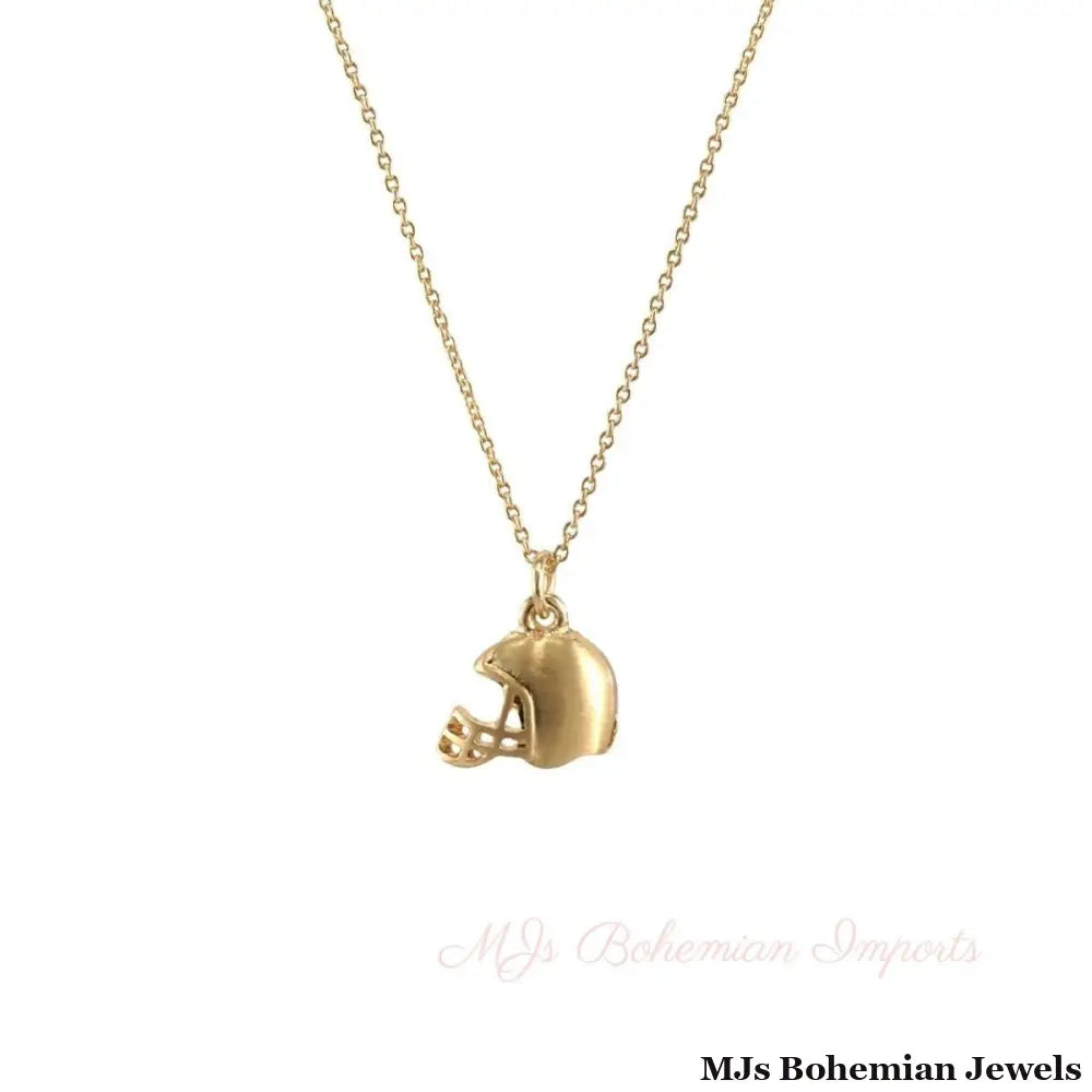Matte Gold Football Helmet Necklace