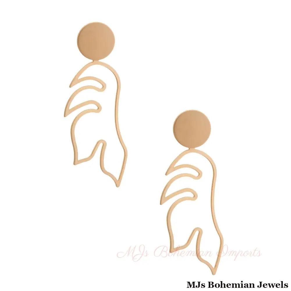 Matte Gold Metal Leaf Earrings