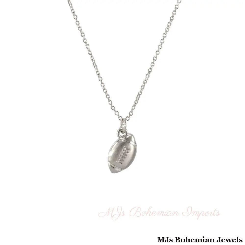 Matte Silver Football Necklace