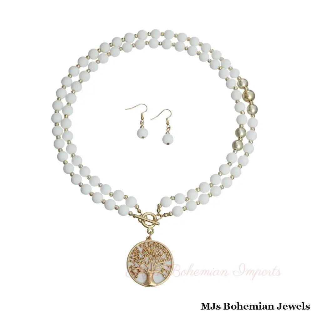 Matte White Tree of Life Necklace