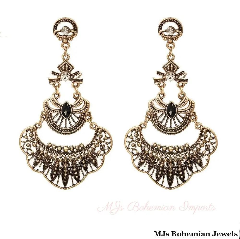 Metal Drop Burnished Gold Earrings