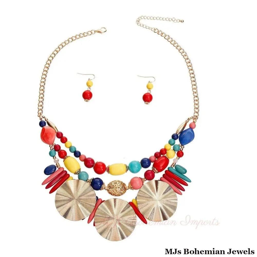 Multi Color Acrylic Bead and Gold Set