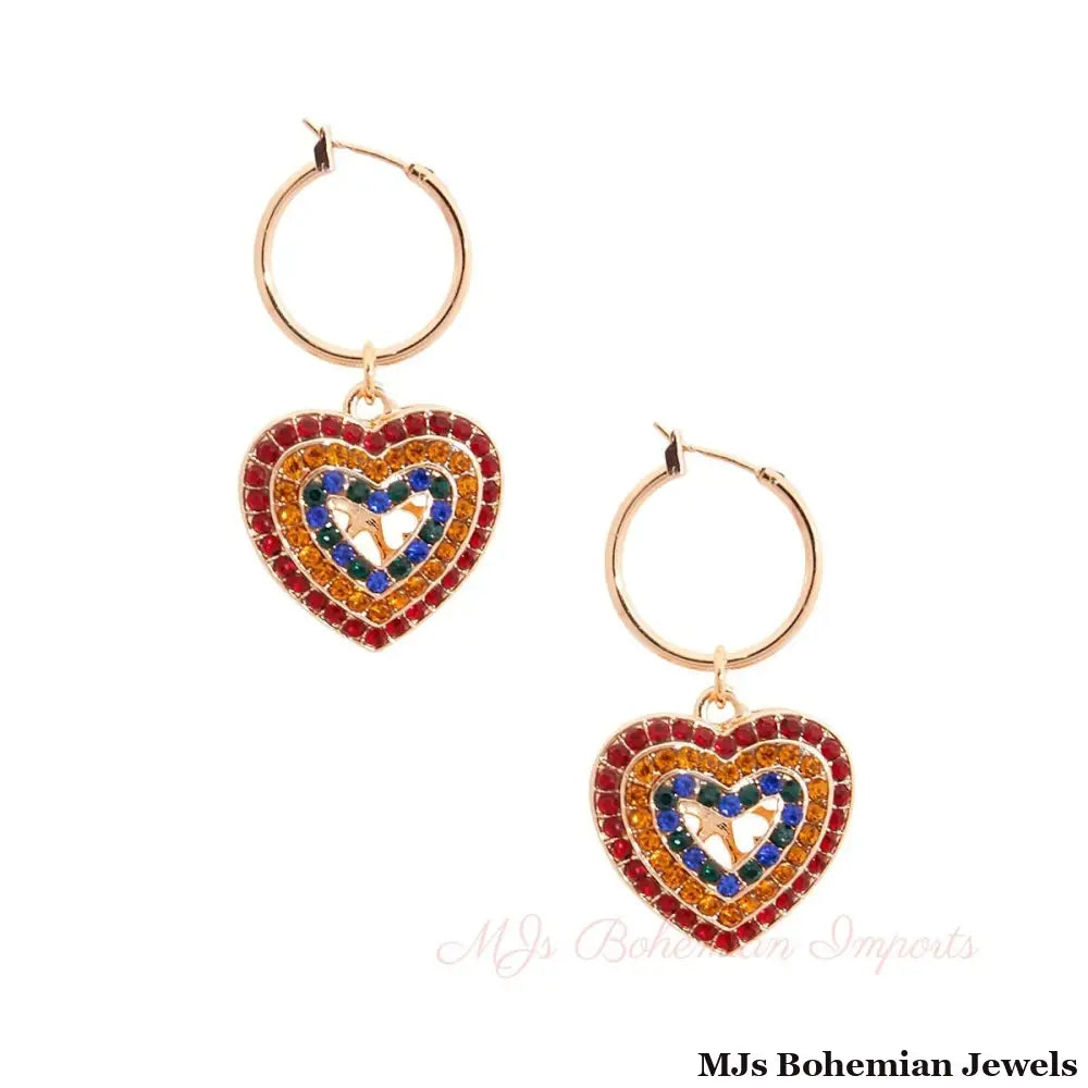 Multi Color Concentric Heart Hoops