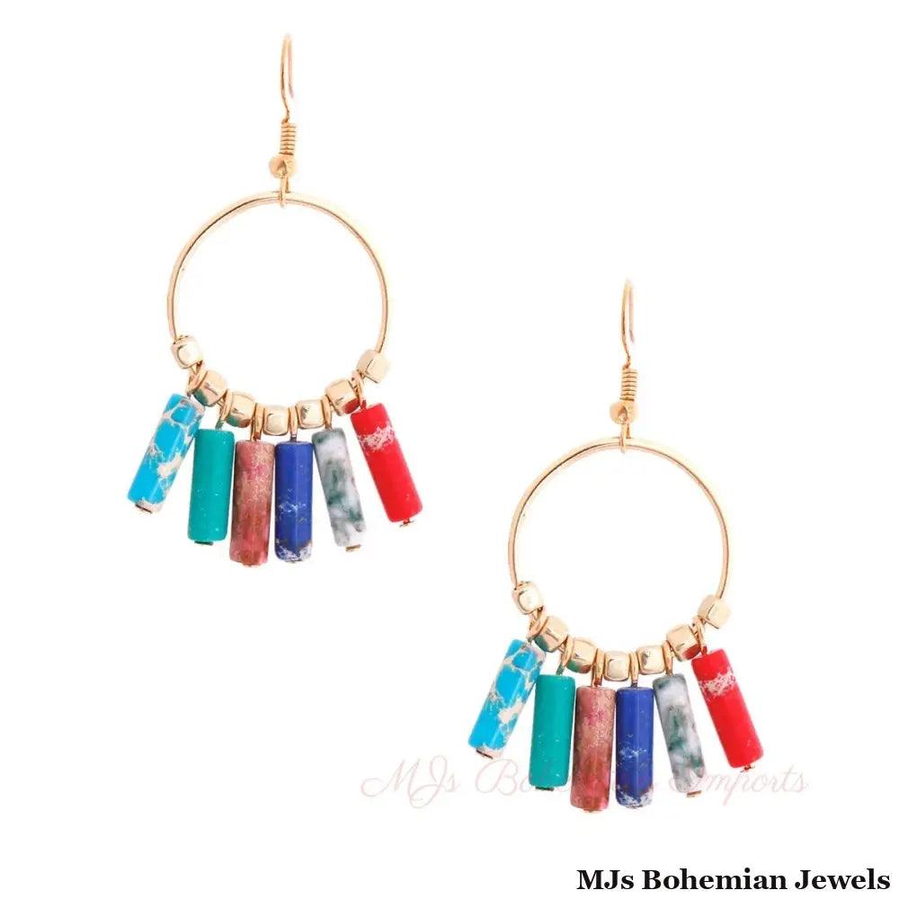 Multi Color Marble Bead Earrings