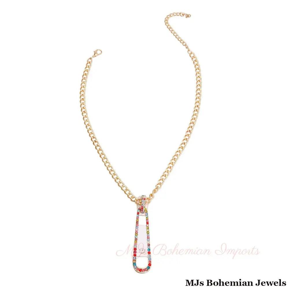 Multi Color Zipper Pendant Necklace