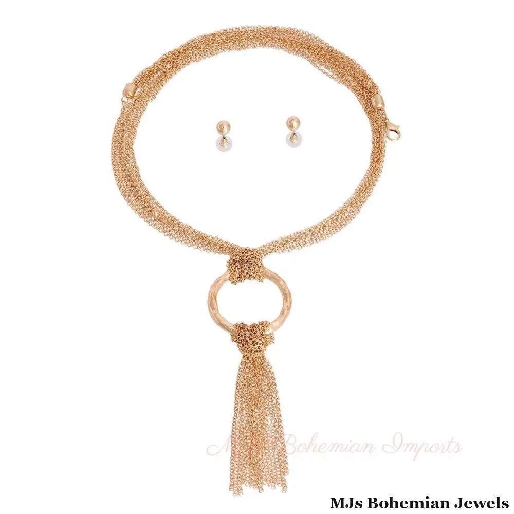 Multi Strand Gold Chain Ring Necklace