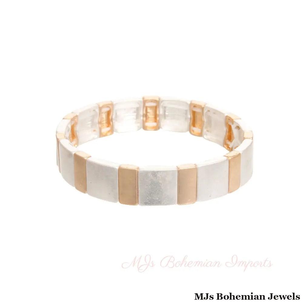 Multicolored Mixed Metal Square Bracelet