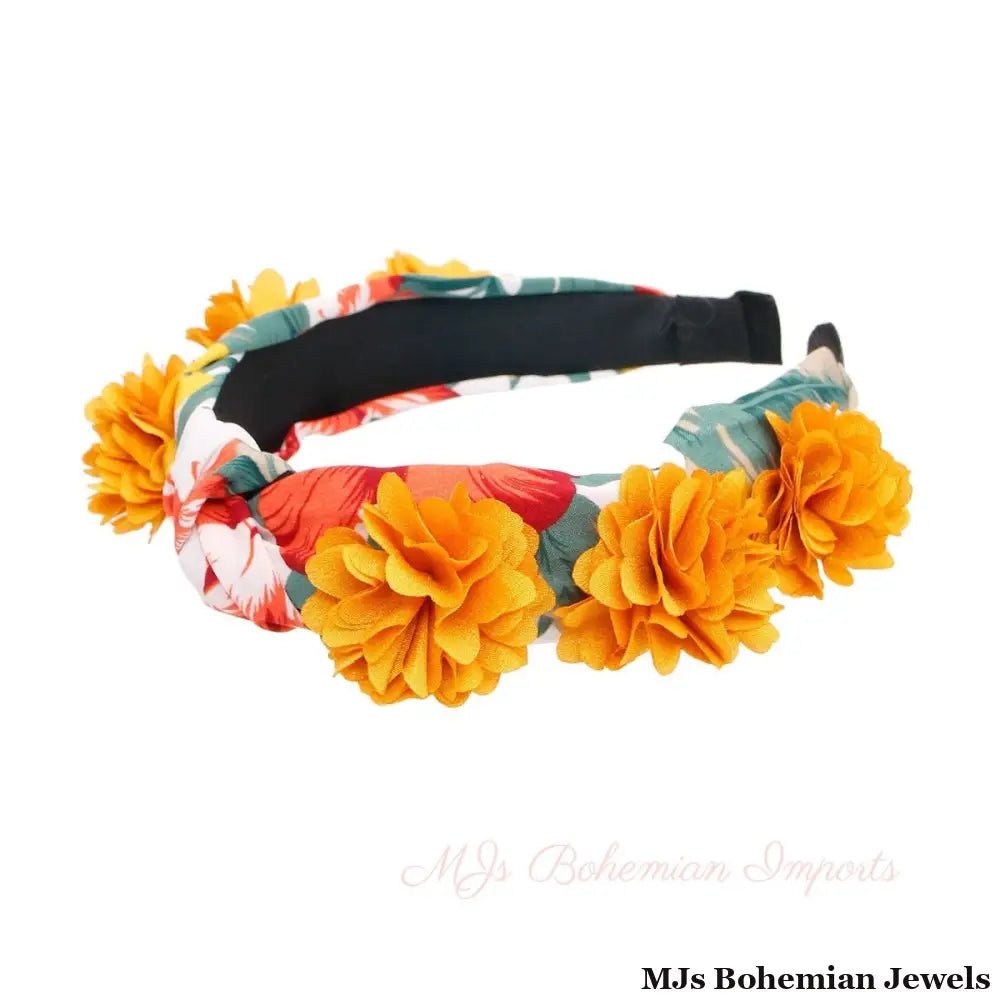 Mustard Flower White Headband
