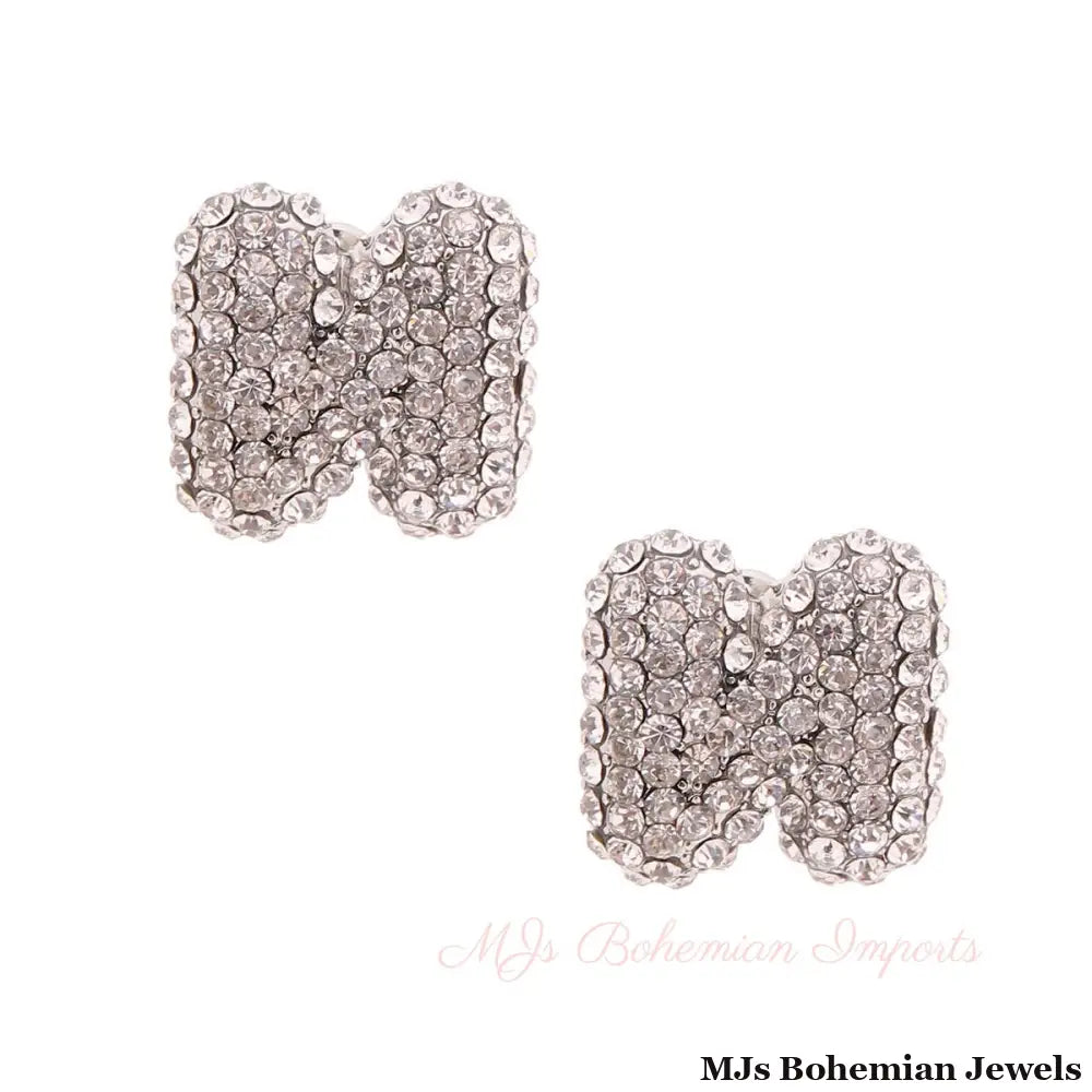 N Rhinestone Silver Studs