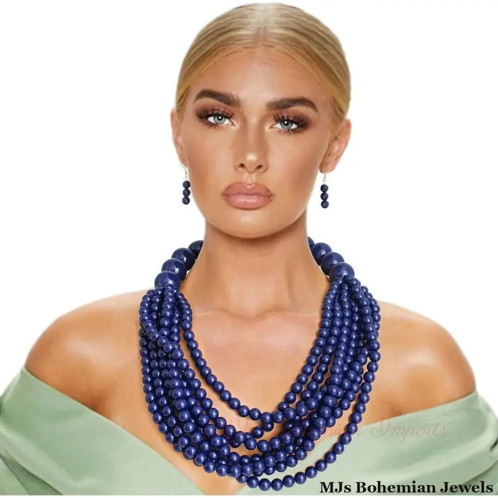 Navy Bubble Gum Bead Set