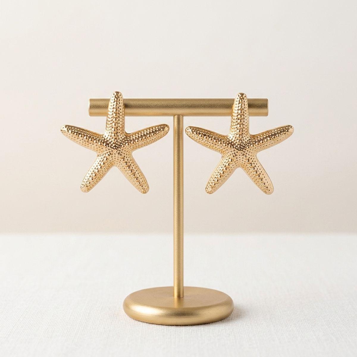 Stud Gold Starfish Seaside Sculpted Earrings
