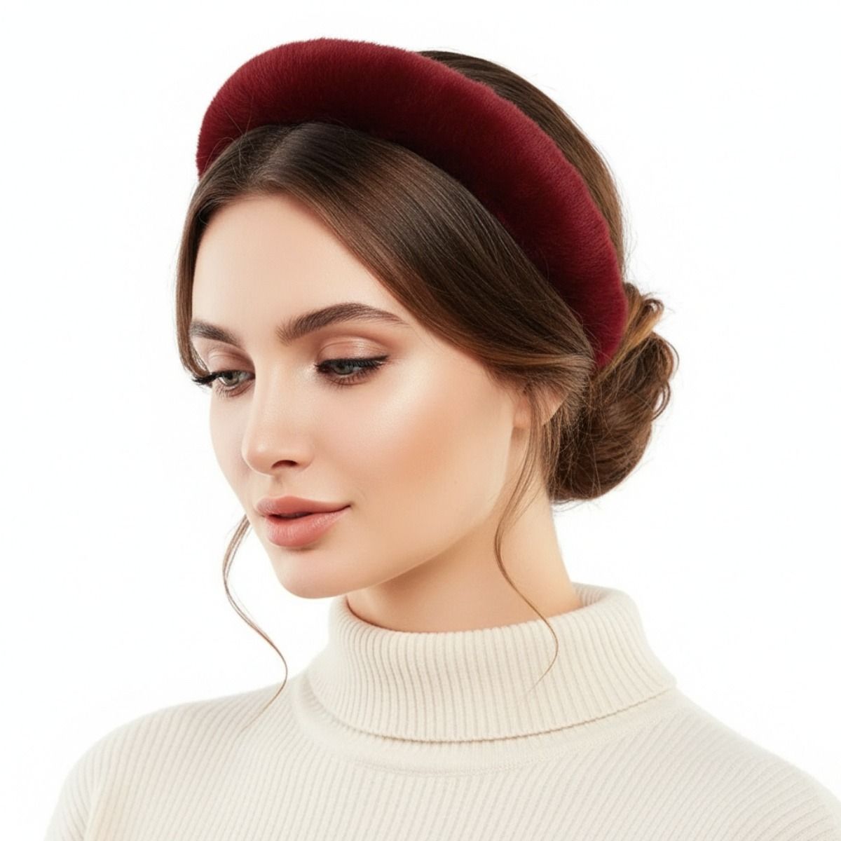 Burgundy Fur Headband