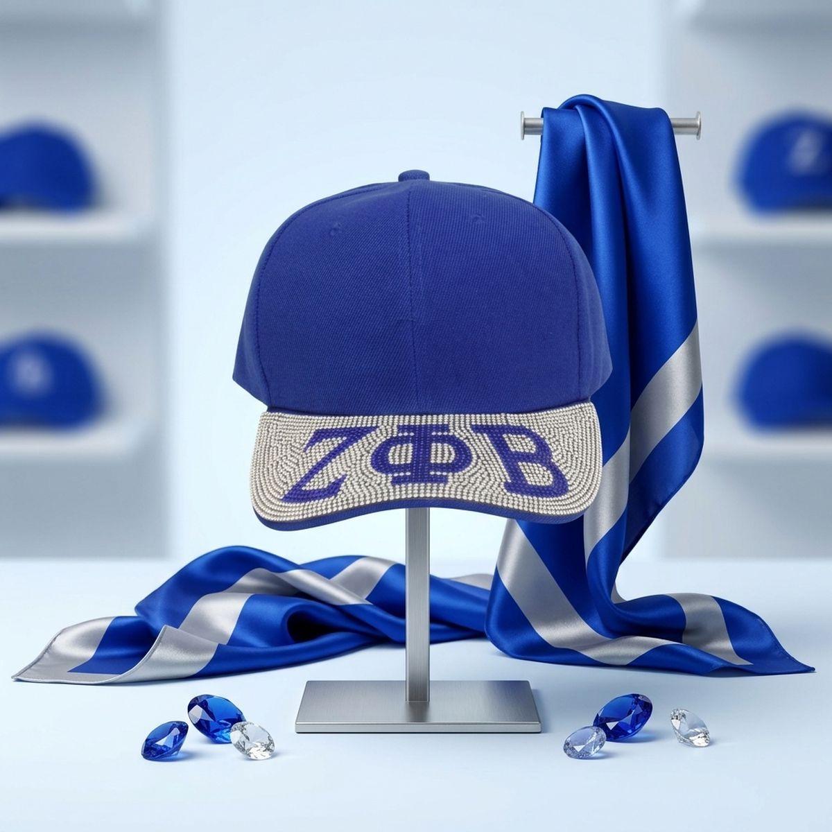 ZPB Blue Canvas Greek Brim Baseball Cap