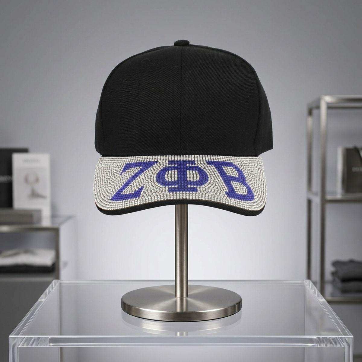 ZPB Black Canvas Greek Brim Baseball Cap