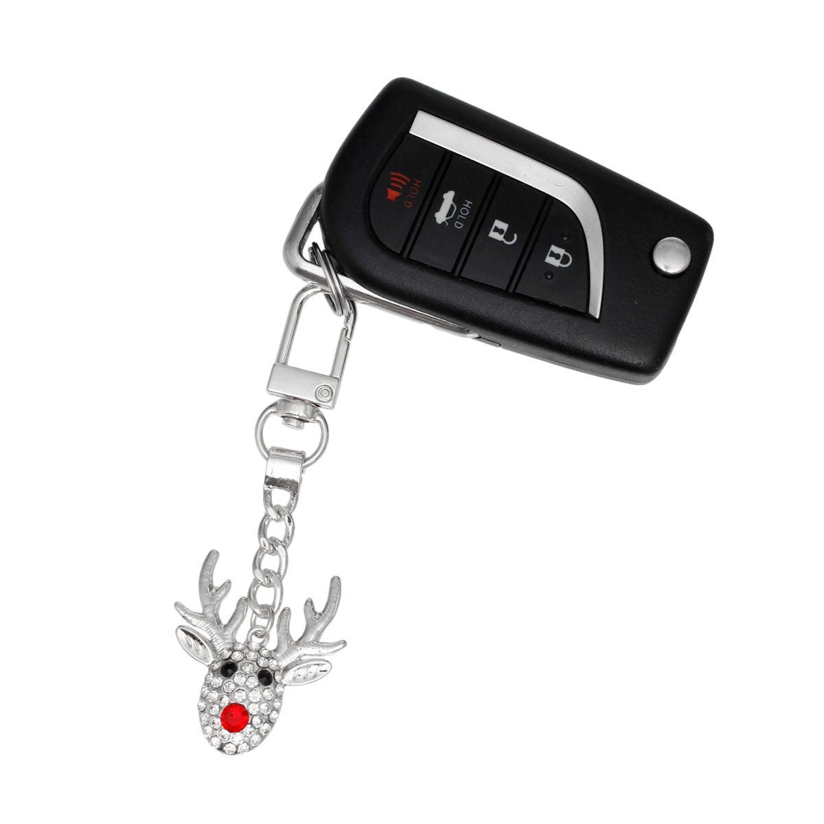 Keychain Rudolph Reindeer Silver Purse Charm Clip