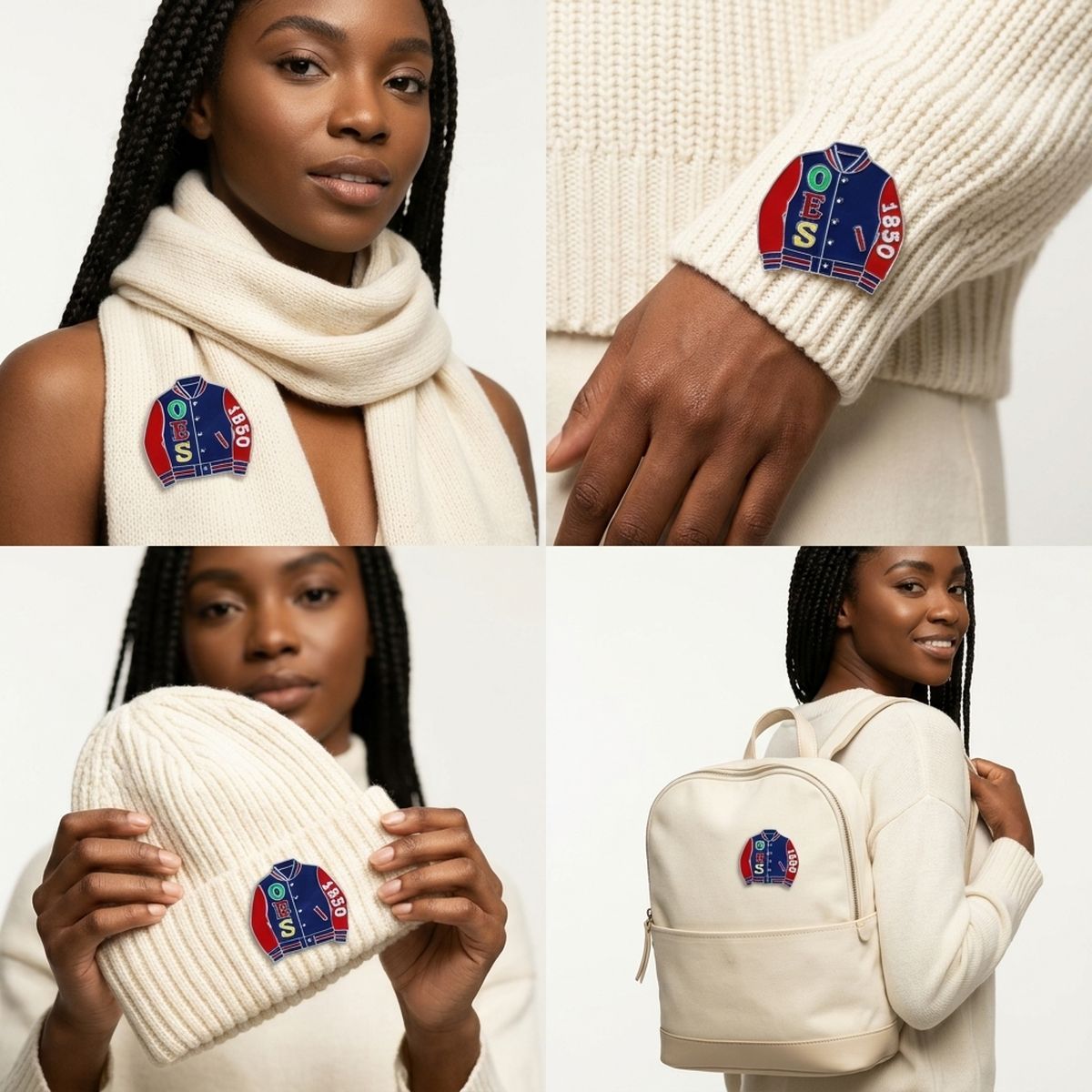 OES Red & Navy Varsity Jacket 1850 Brooch Pin