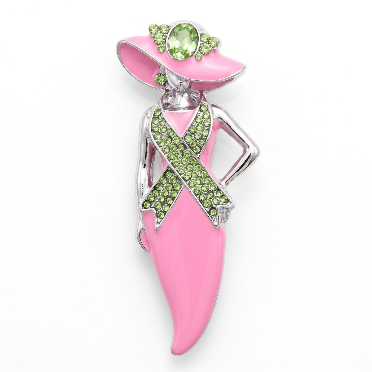 AKA Pink Lady Breast Cancer Ribbon Brooch Pin
