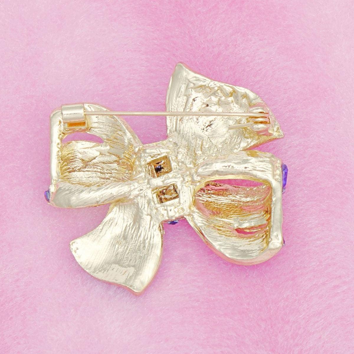 Brooch Graceful Royal Blue Ribbon Bow Classic Pin