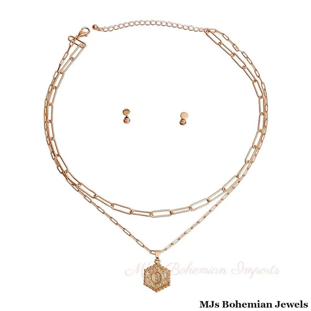 O Hexagon Initial Charm Necklace
