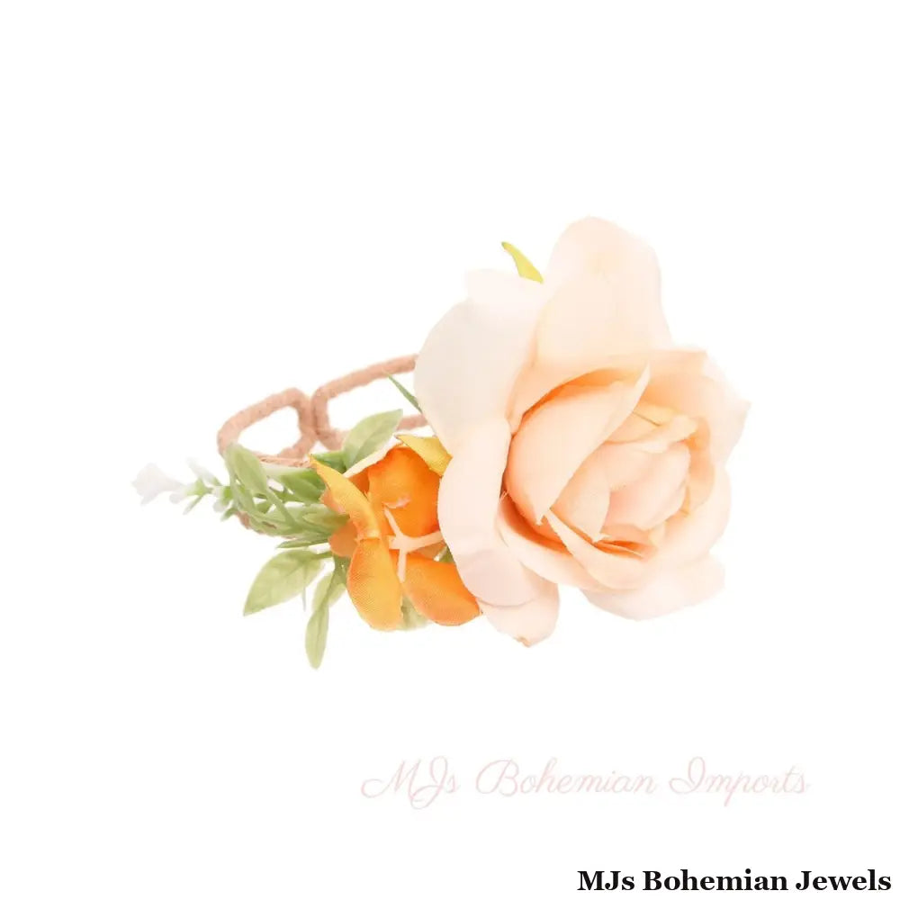Orange Fabric Flower Bracelet