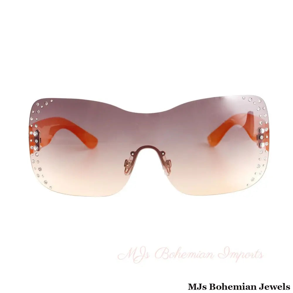 Orange Rimless Butterfly Sunglasses
