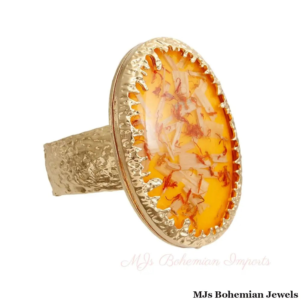 Oval Yellow Confetti Gold Cuff