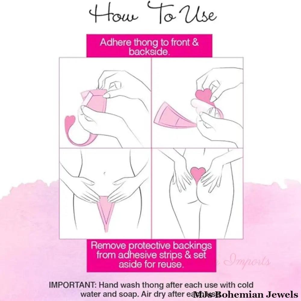 Panty Black Medium Heart Thong for Women
