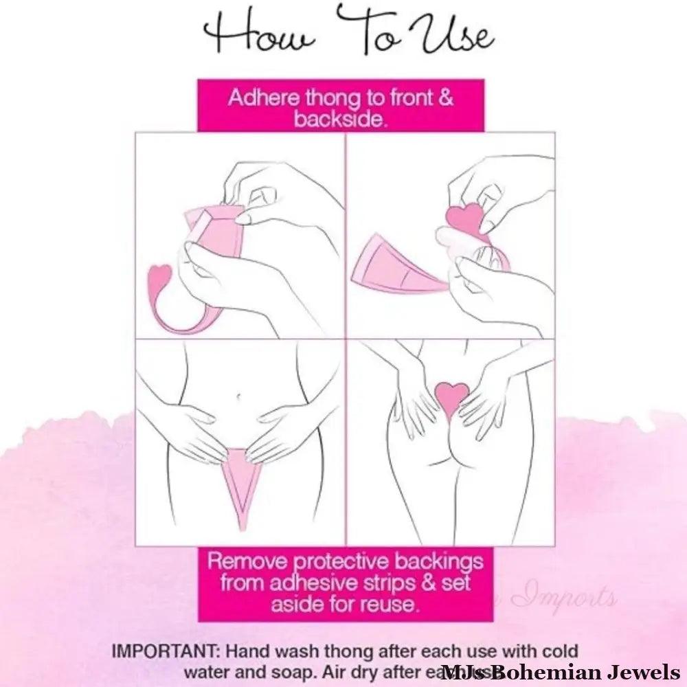 Panty Black Medium Heart Thong for Women