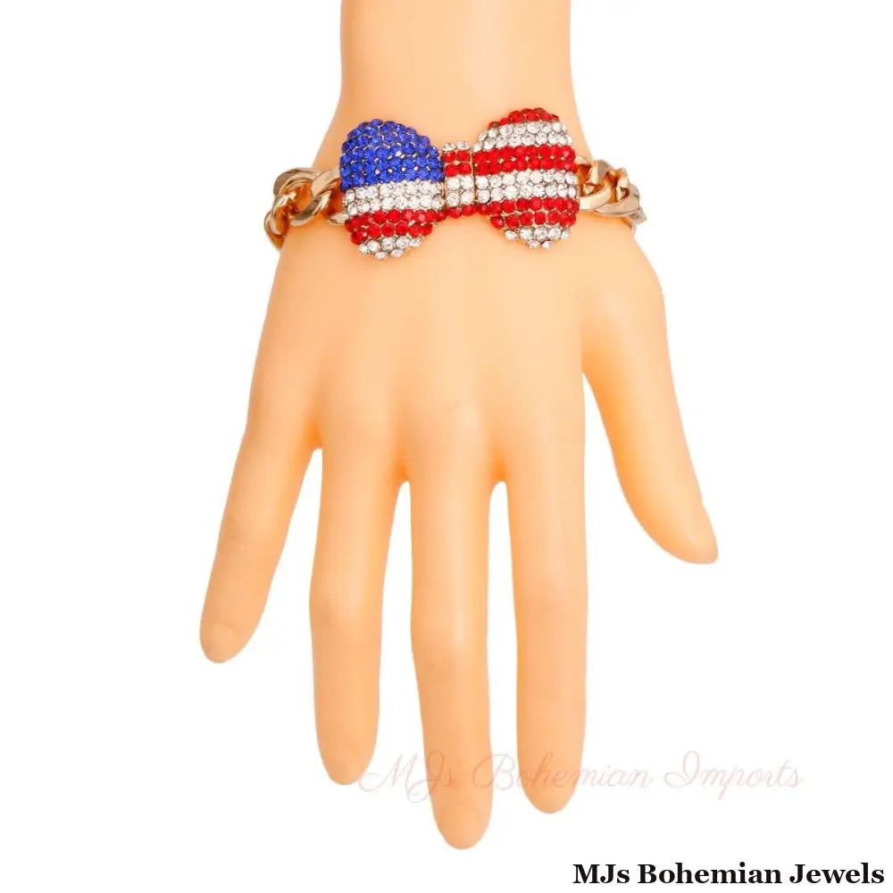 Patriotic Bow Chain Bracelet